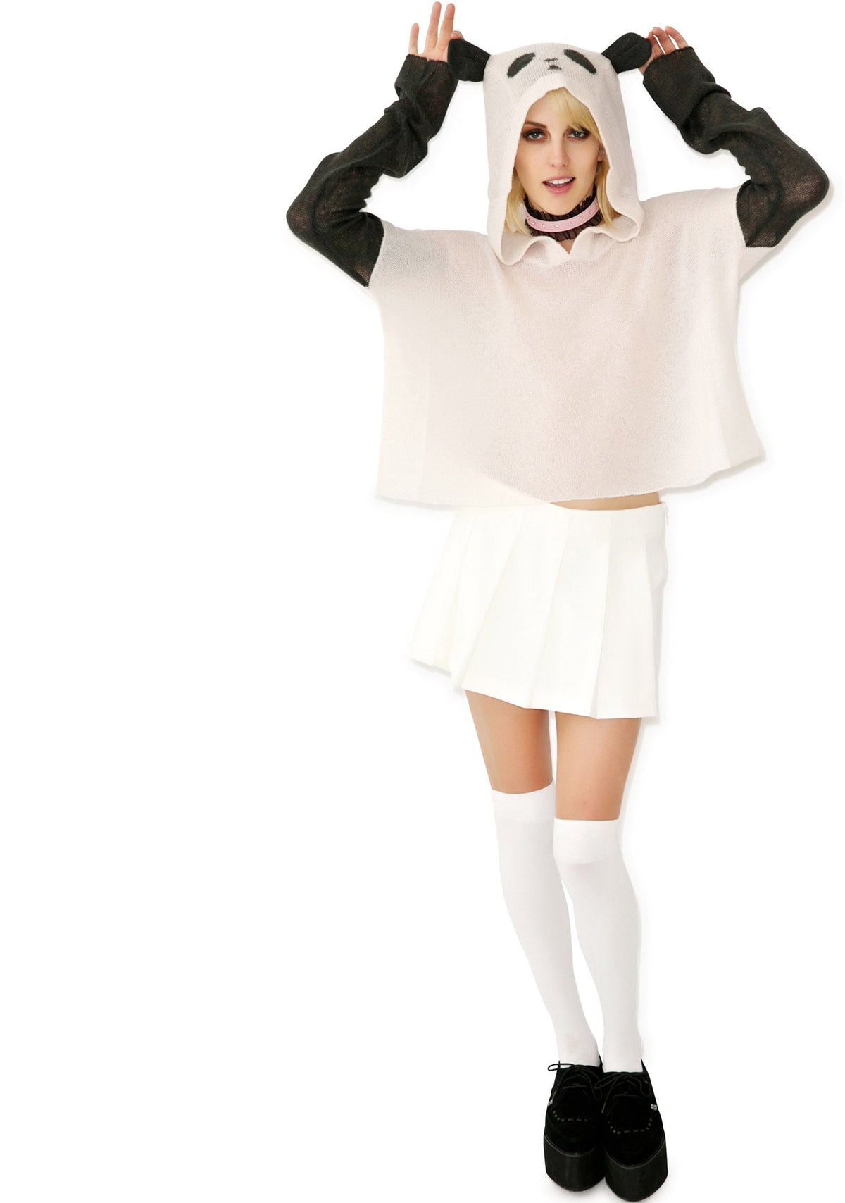 Panda Face Hooded Billy - Light Pink