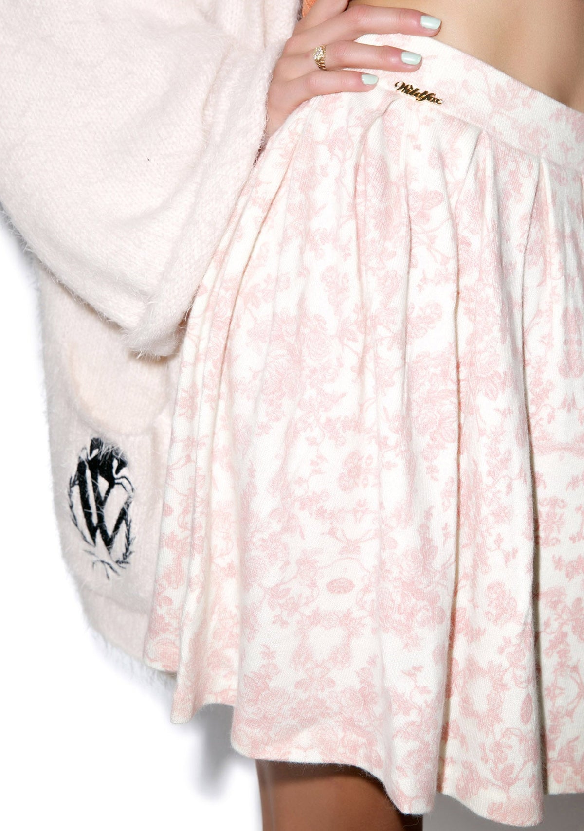 Toile Pleated Skirt - Pink