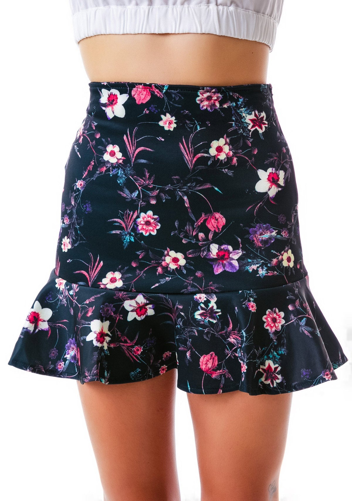 Flora Peplum Talk Skirt - Black