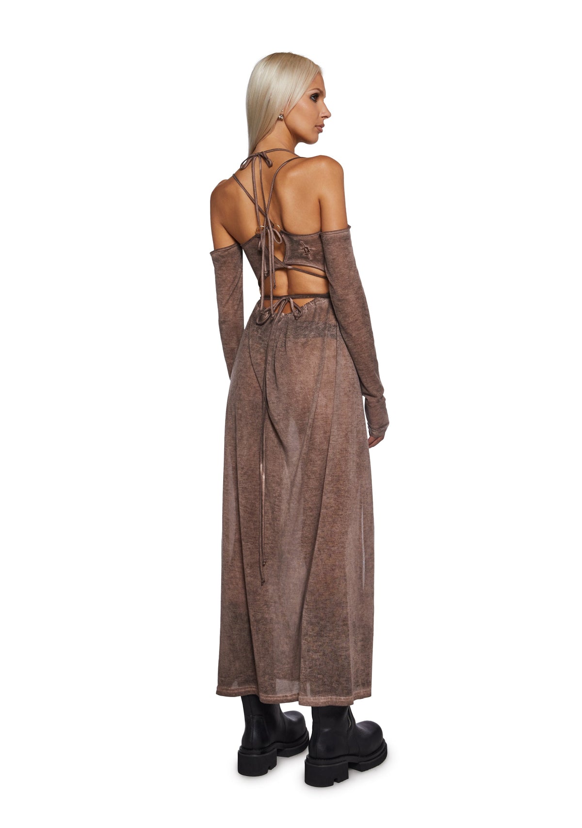 Downbeat Hooded Maxi Dress - Brown