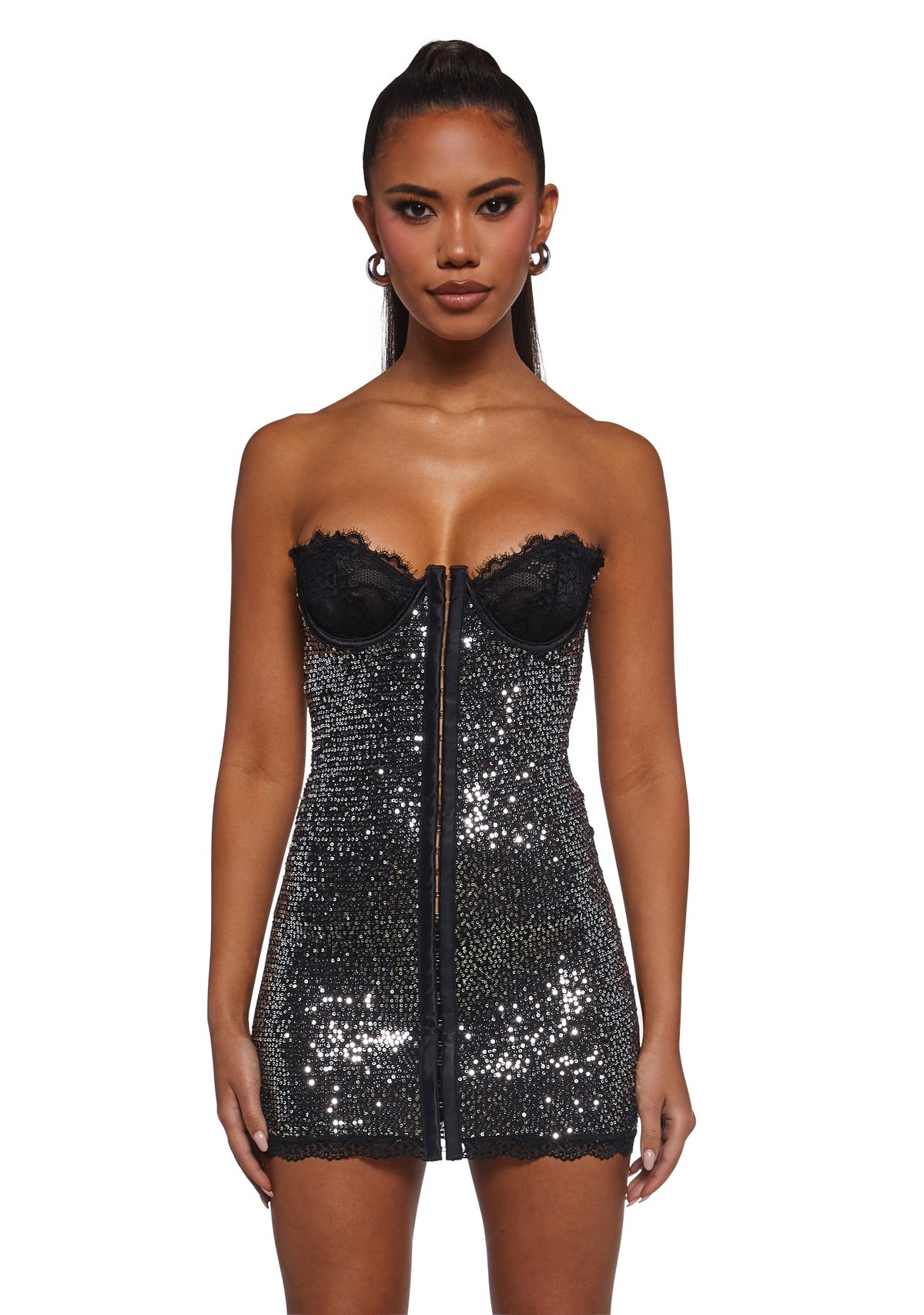Captivating Gazes Slip Dress - Sequin