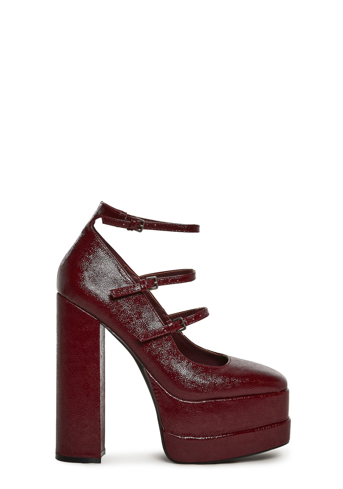 Triple Threat Mary Jane Platform Heels - Red