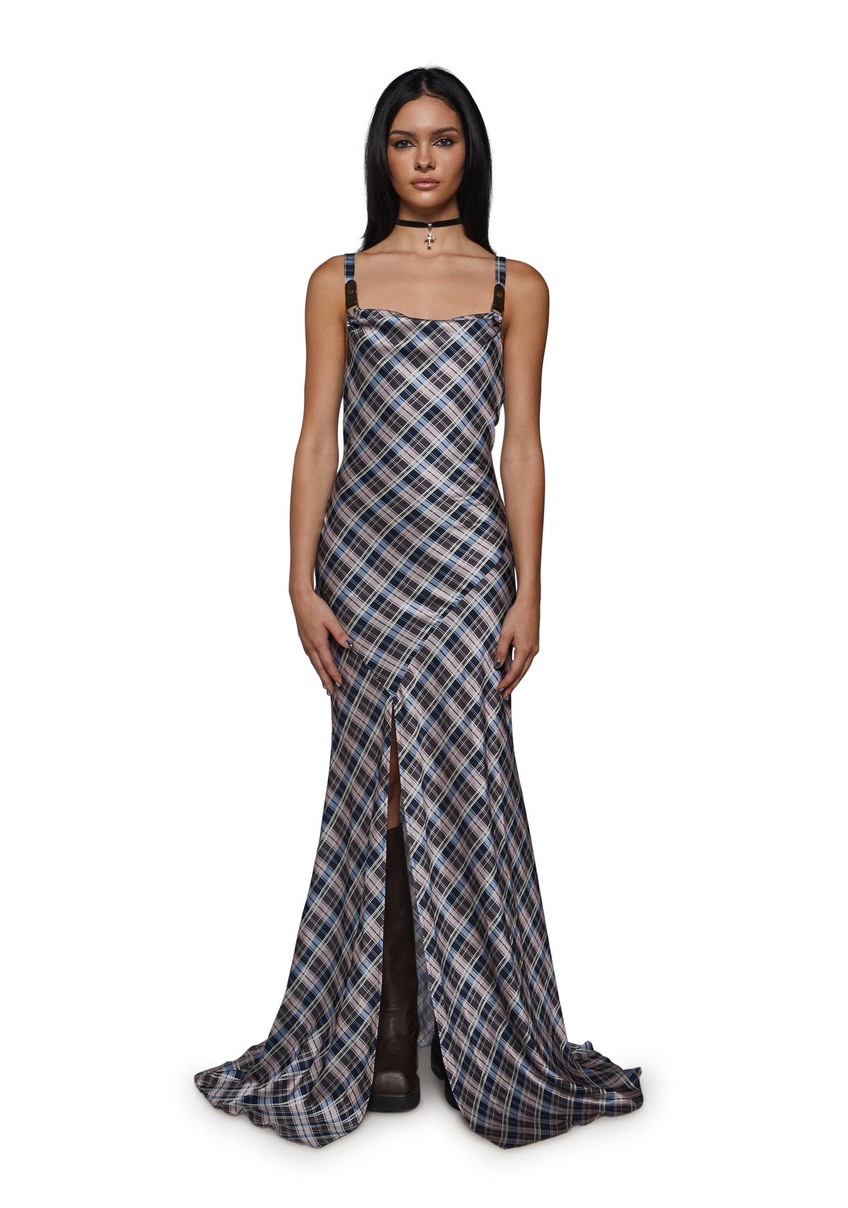 Cleo Plaid Maxi Dress