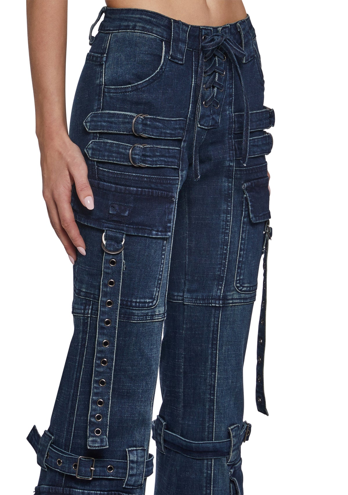 Level Up Cargo Fitted Jeans - Blue