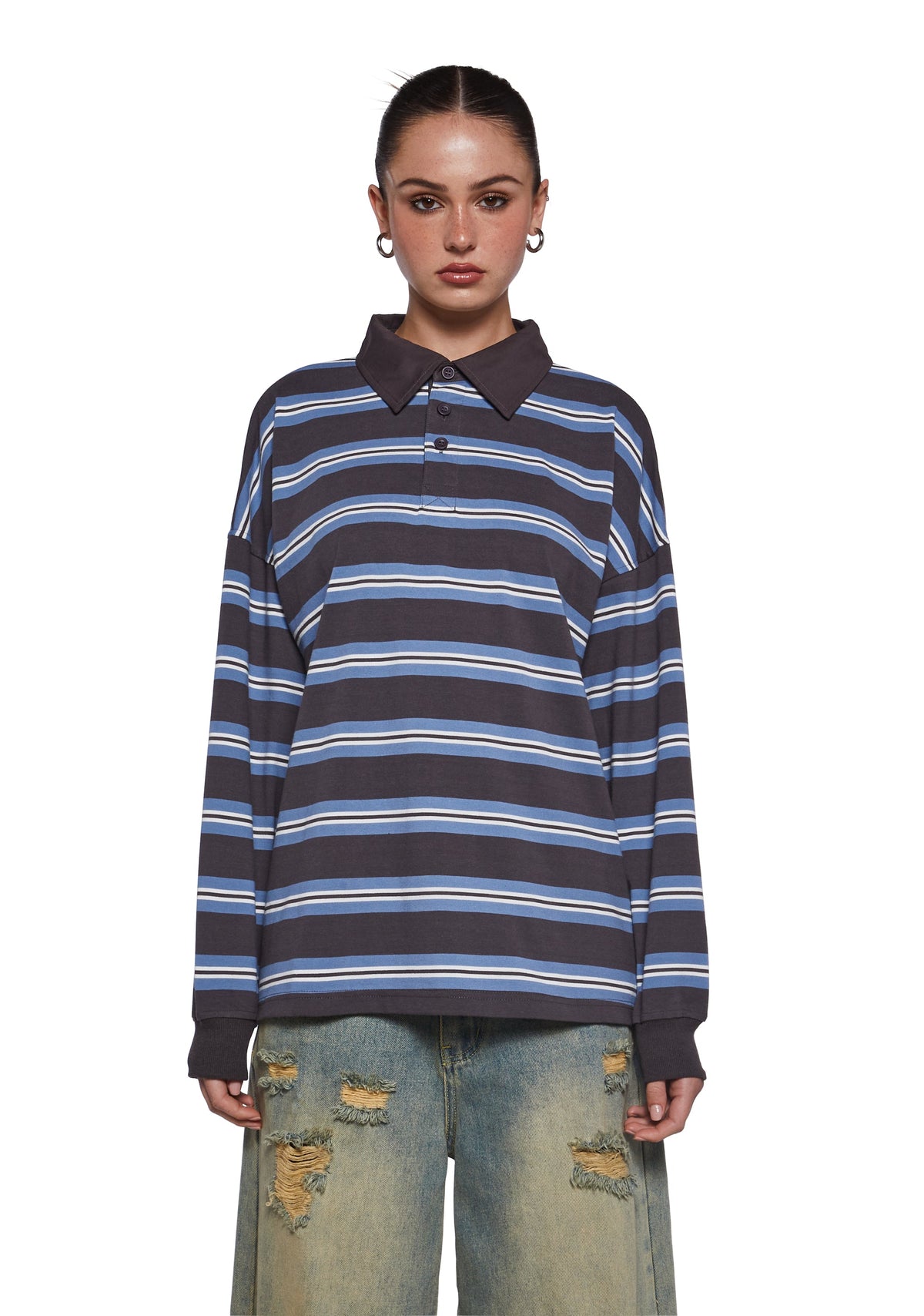 Status Update Oversized Rugby Top