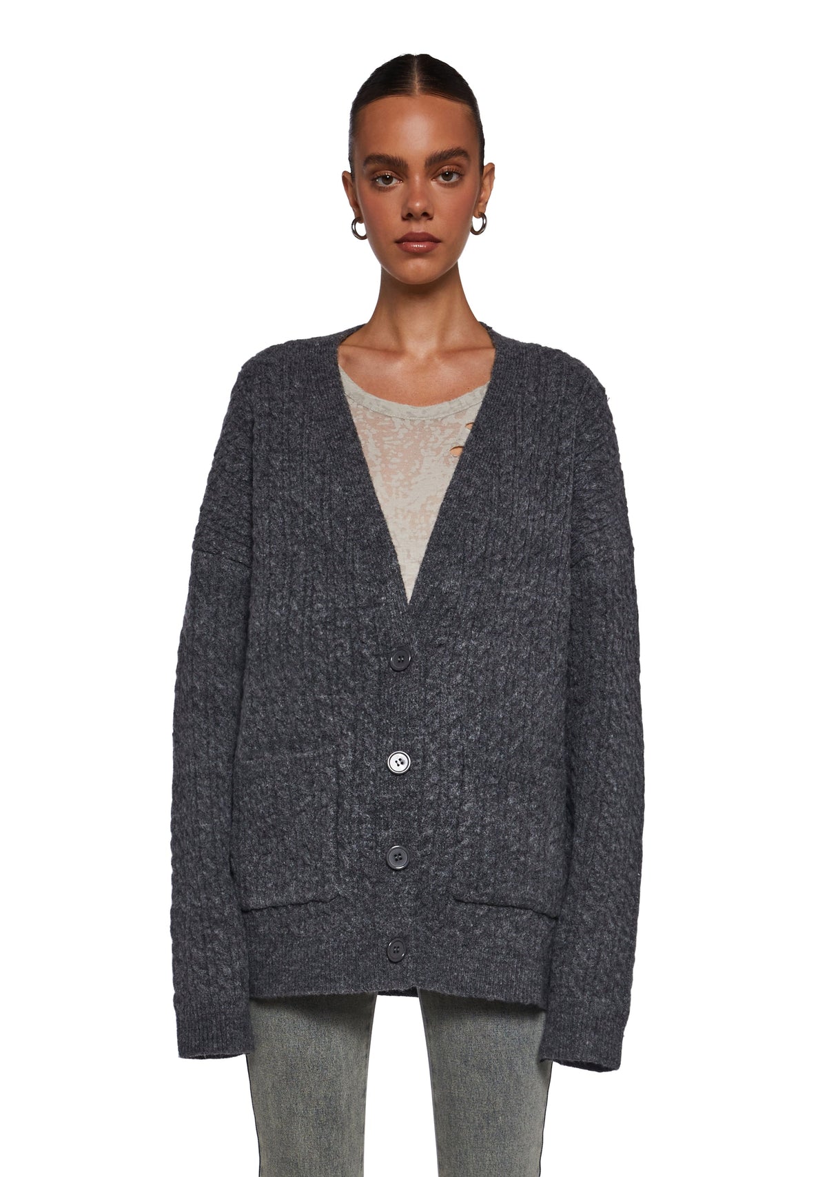 Rooftop Escape Knit Cardigan - Gray