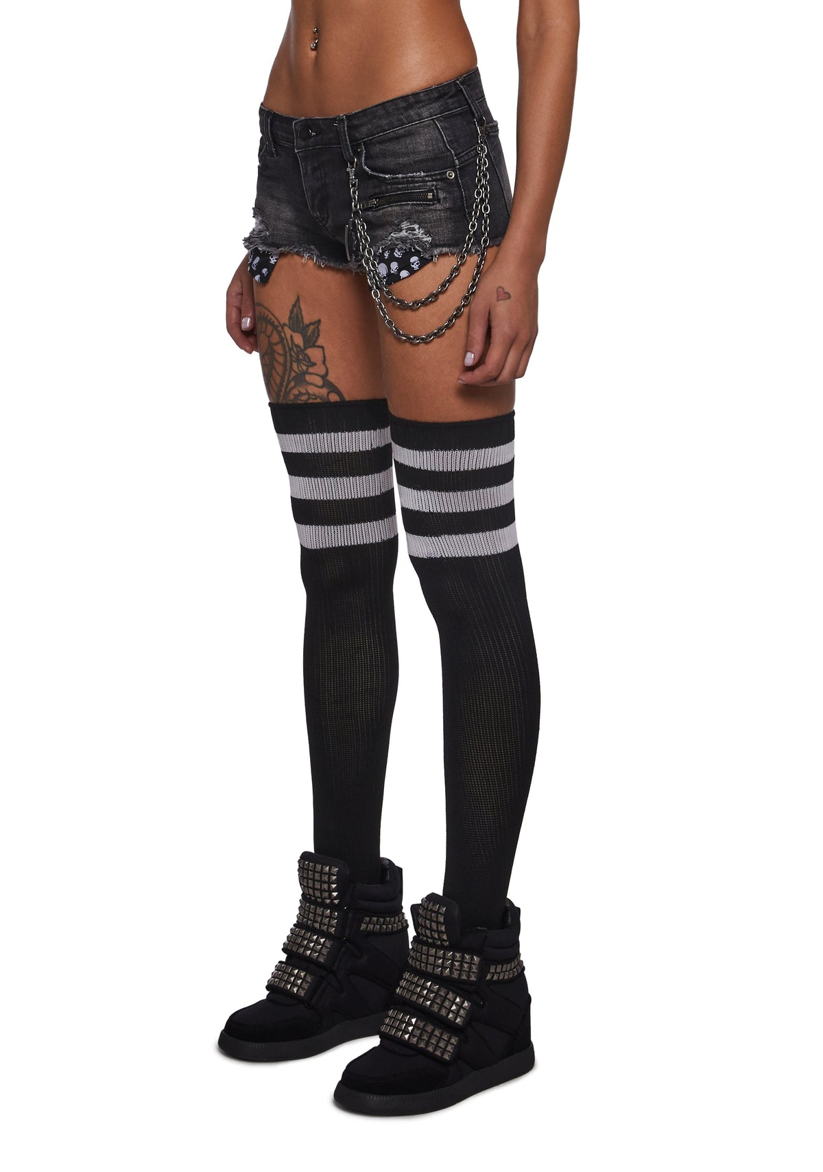 Ciska Brass Knuckle Denim Micro Shorts