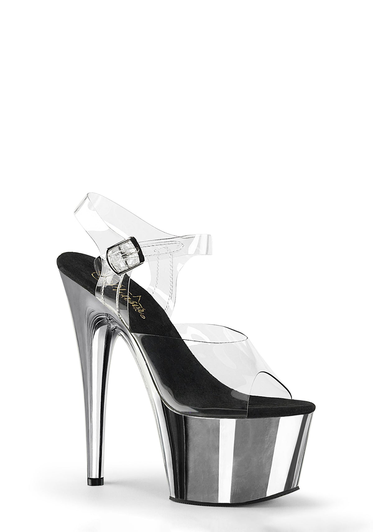 Adore-708 Platform Ankle Strap Sandals-Silver Chrome