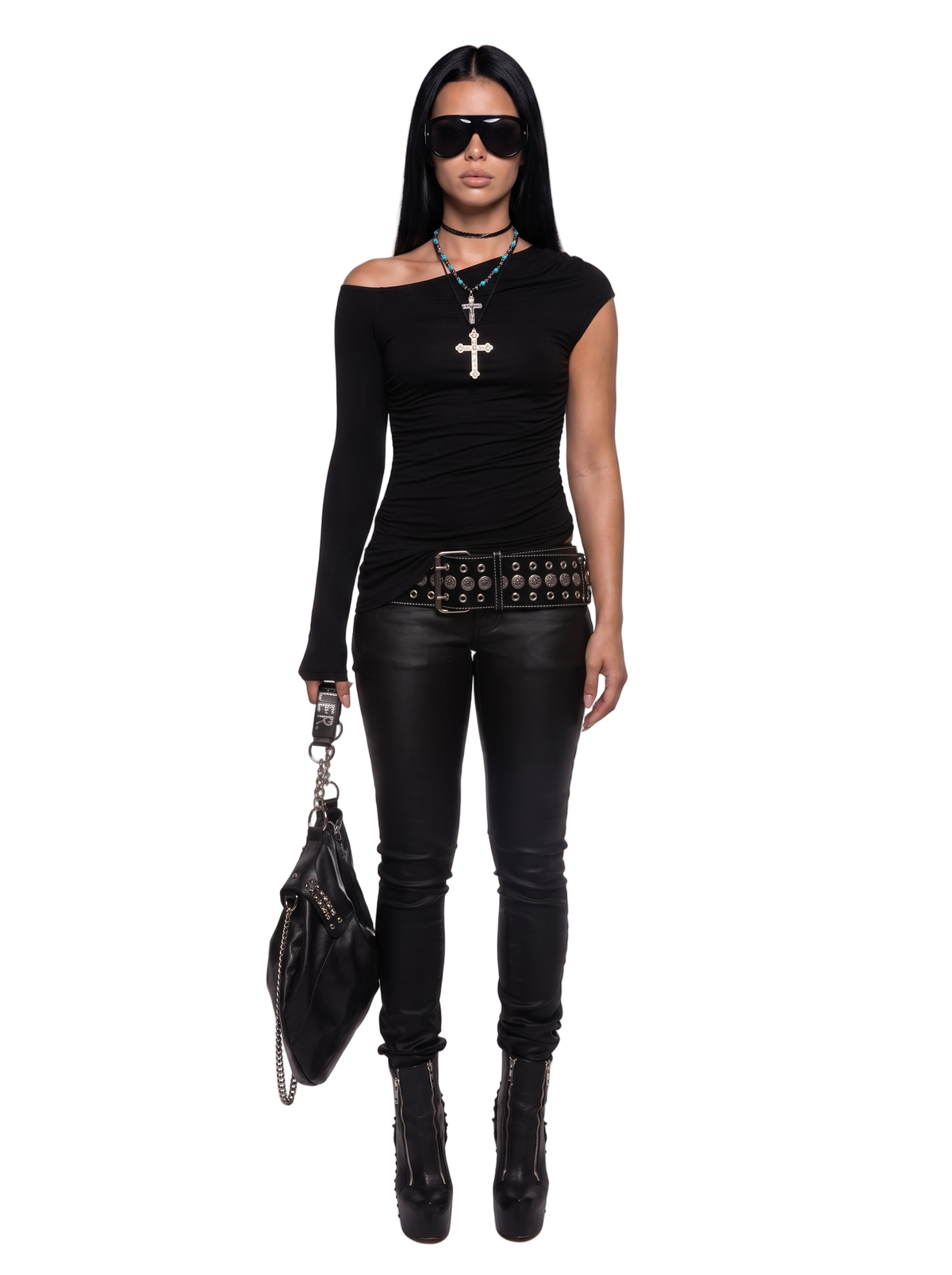Orion Asymmetrical Long Sleeve Top - Black