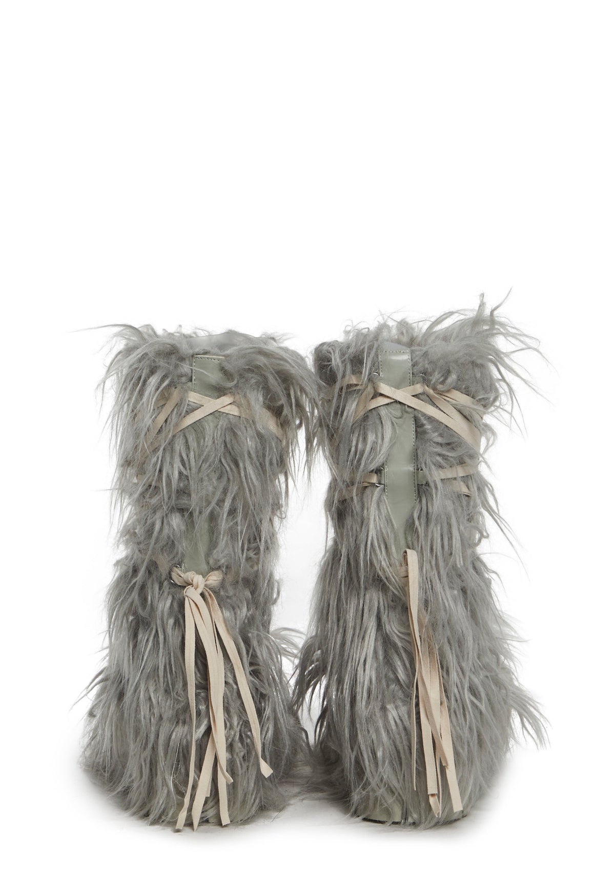 Warp Faux Fur Boots - Gray