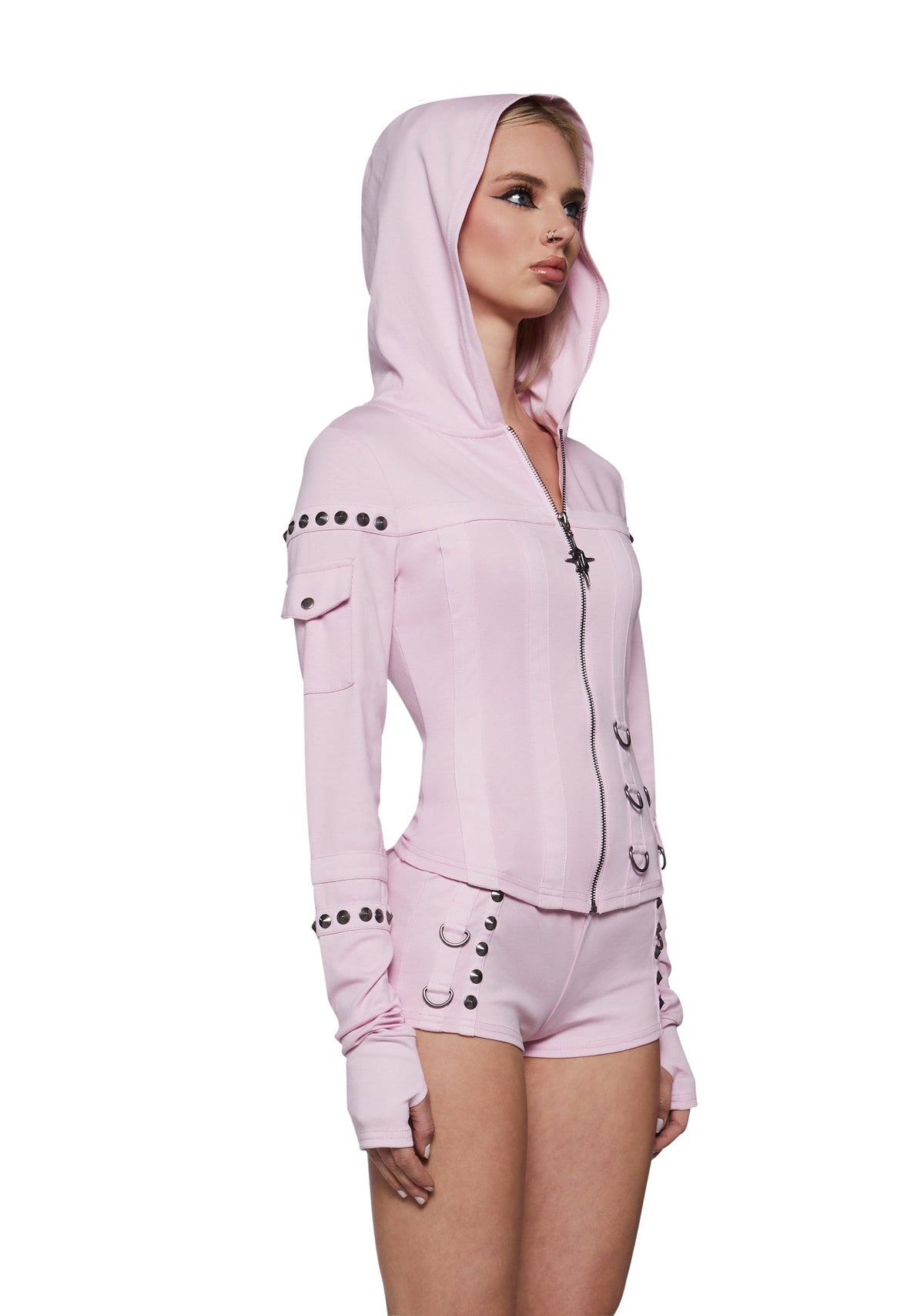 Ego Fitted Corset Sweater With Hardware - Pink