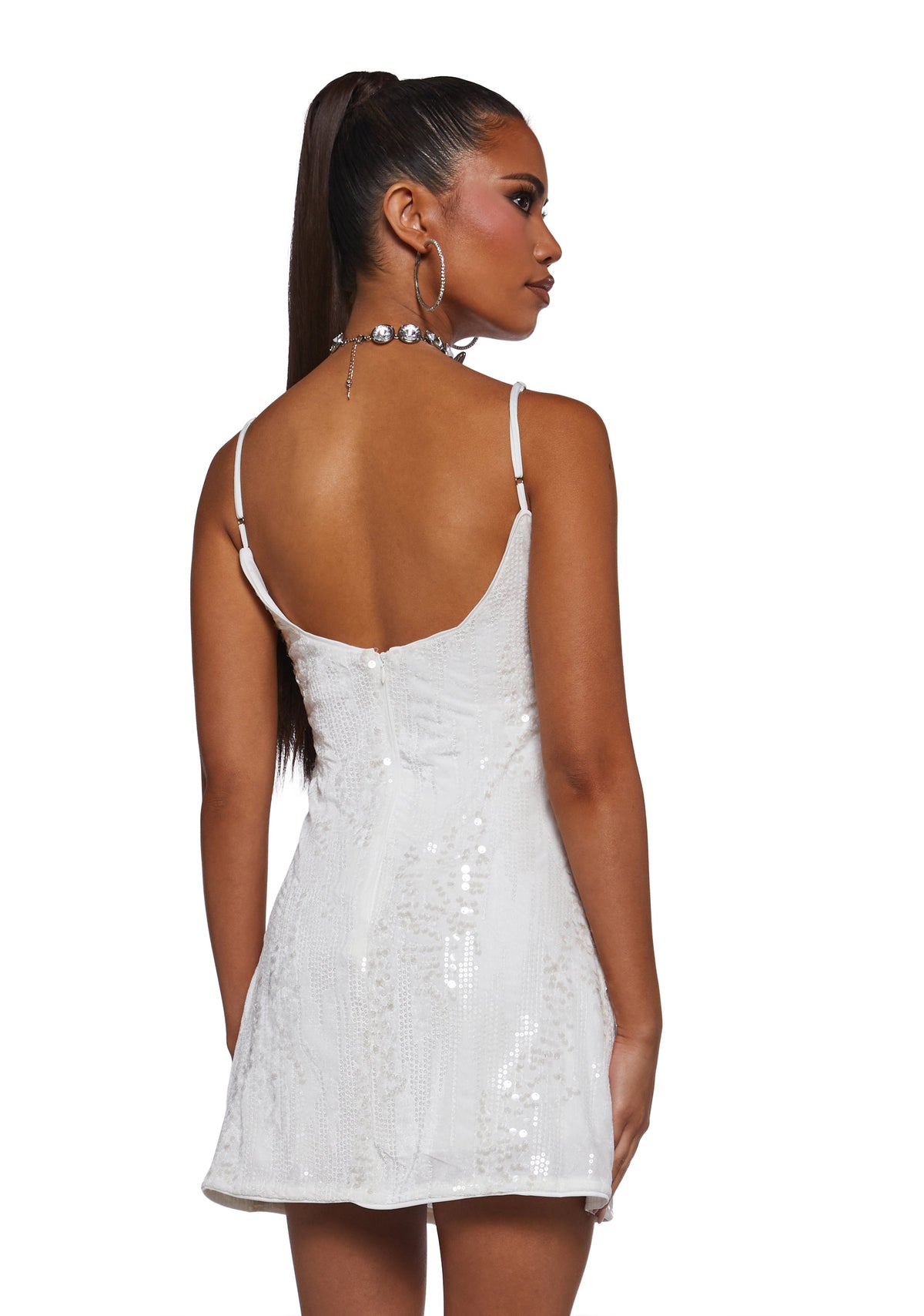 Over The Moon Sequin Dress - White