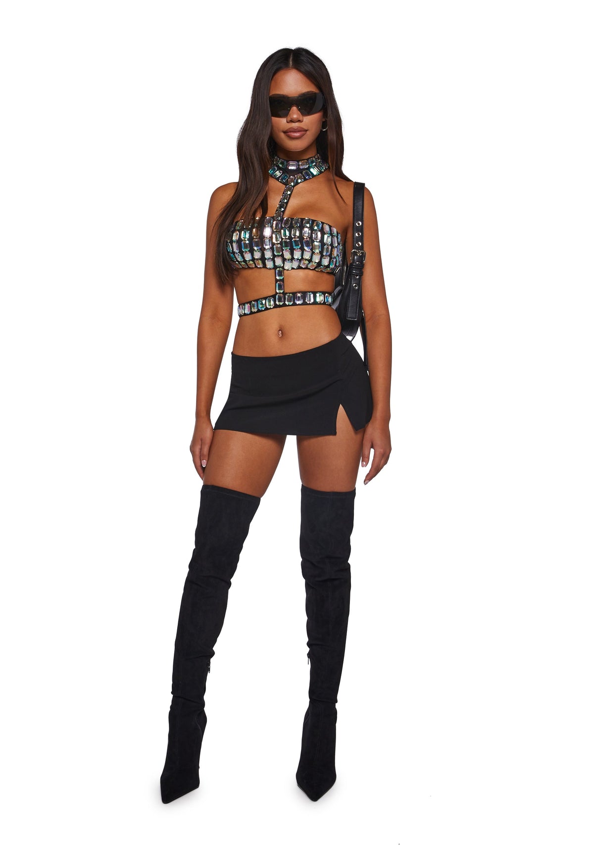 Lust Sparks Rhinestone Harness Top