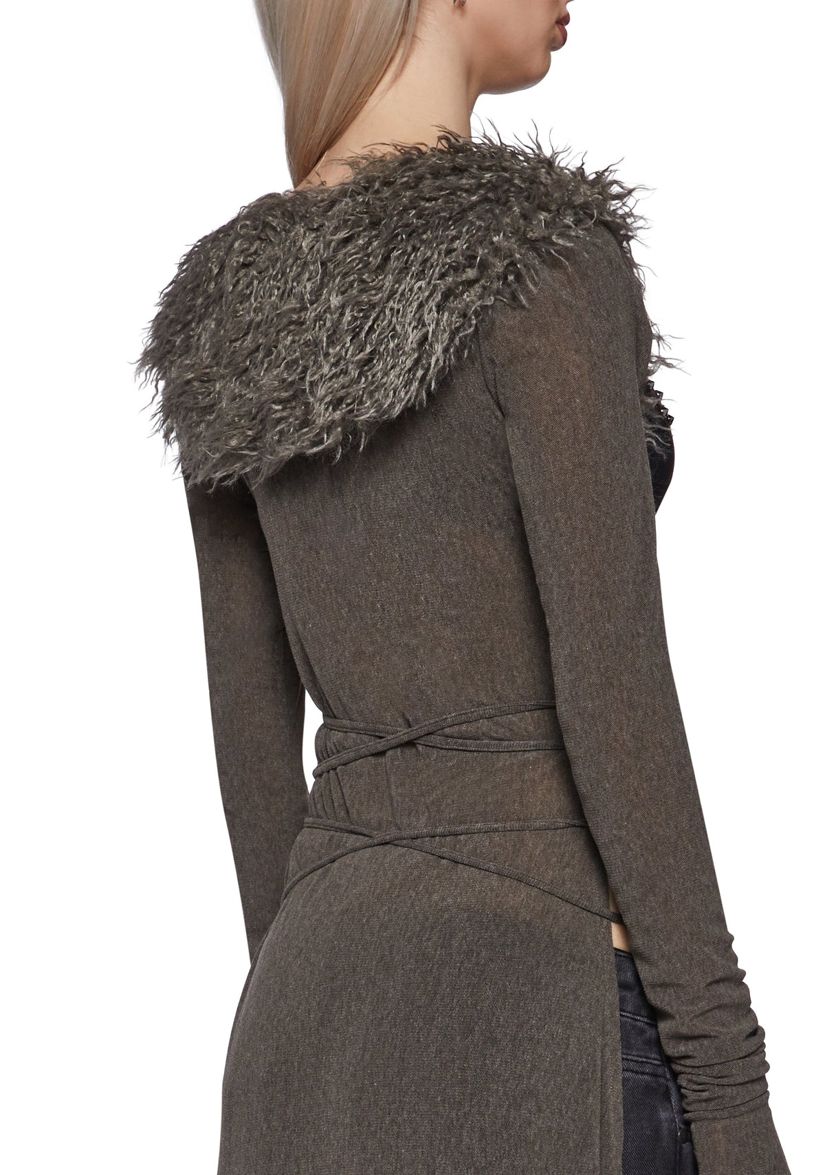 Siren Fur Collar Long Sleeve Duster