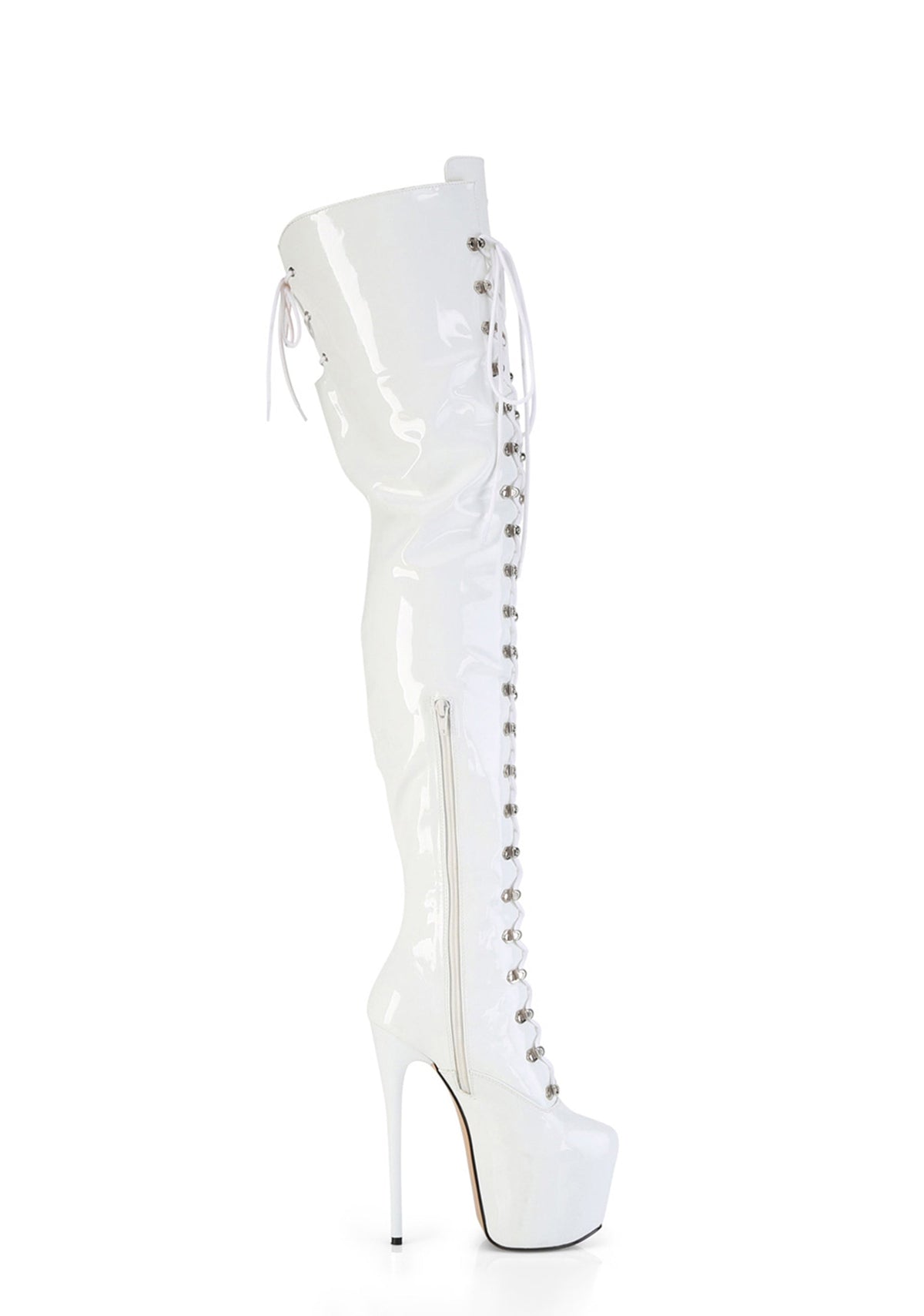 Jubilant-4012 Platform Crotch Boots-White
