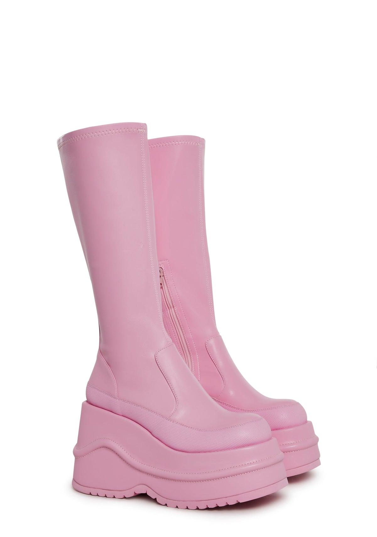 New Fans Wedge Stretch Boots - Pink
