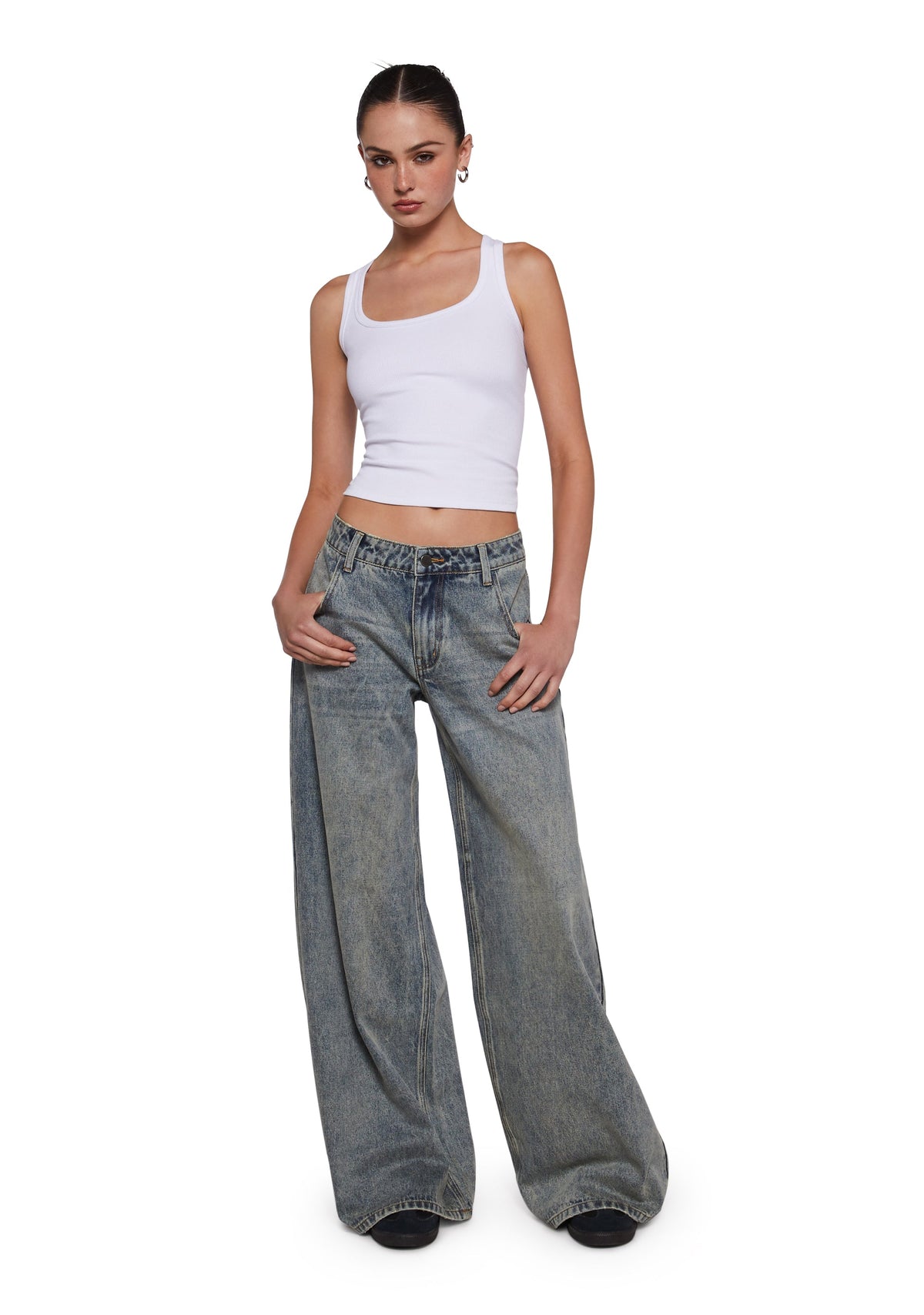 Sinful Attitude Wide Leg Jeans - Blue