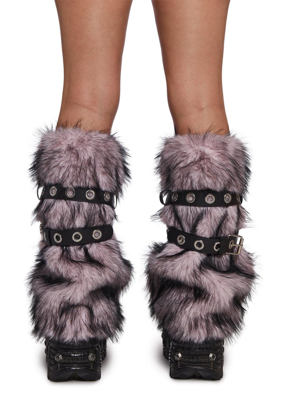 Haute Mode Faux Fur Buckle Leg Warmers