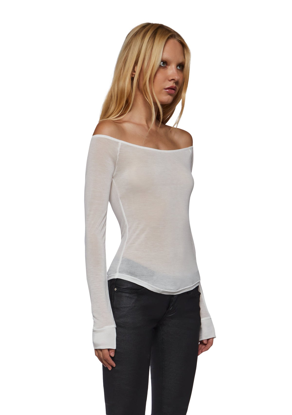 Avant Off The Shoulder Long Sleeve Top - White
