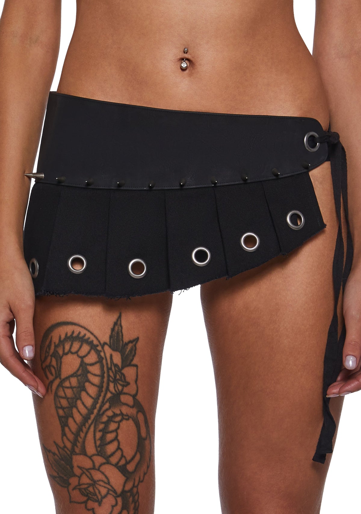 Ego Belt With Pleated Skirt Panel - Black