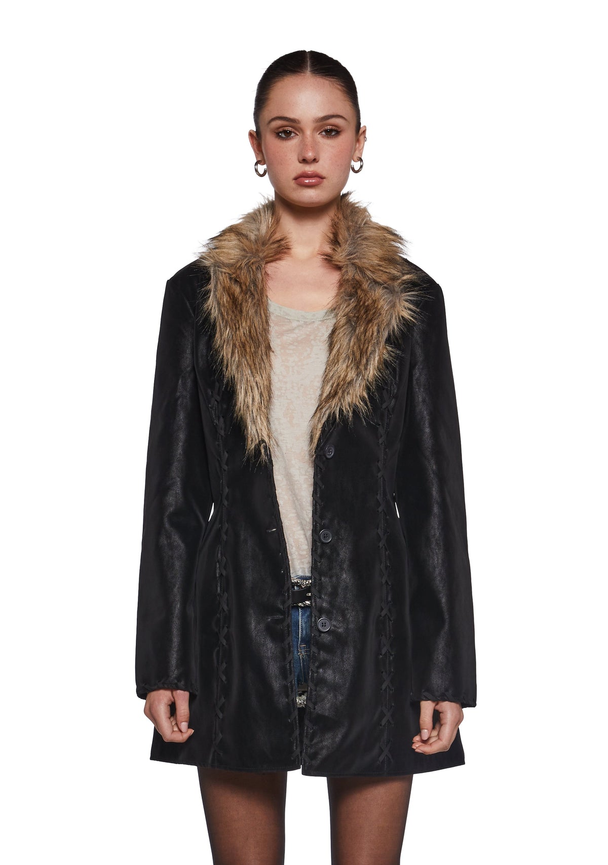 Pose Away Vegan Leather Coat