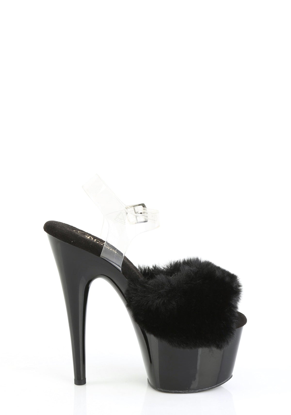 Adore-708FUR Platform Ankle Strap Sandals-Black