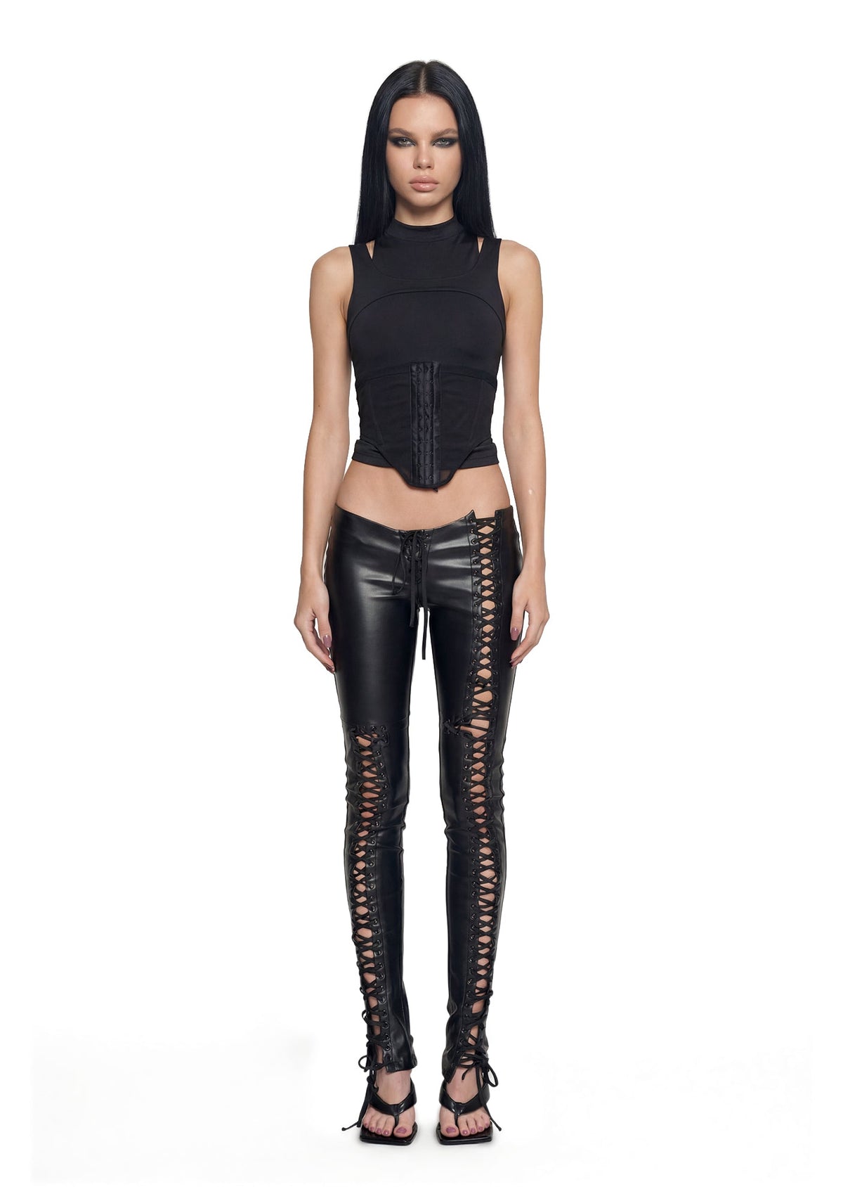 Rockstar Lace Up Pants - Black