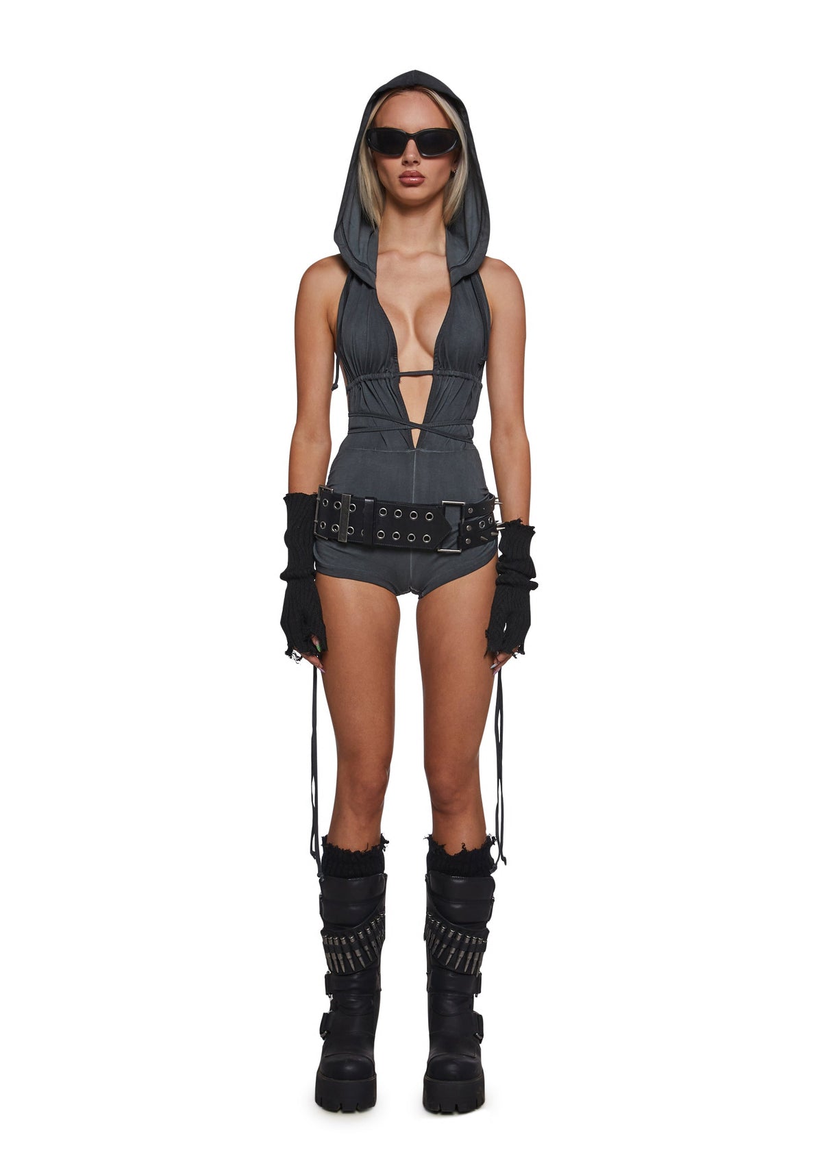 Downbeat Hooded Romper - Black