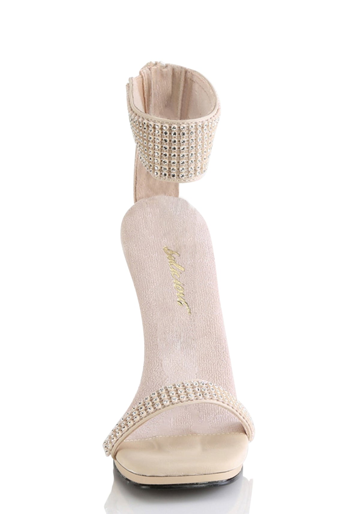 Chic-40 Platform Ankle Strap Rhinestone Sandals-Tan