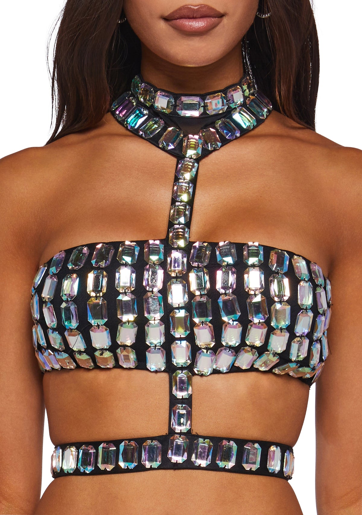 Lust Sparks Rhinestone Harness Top