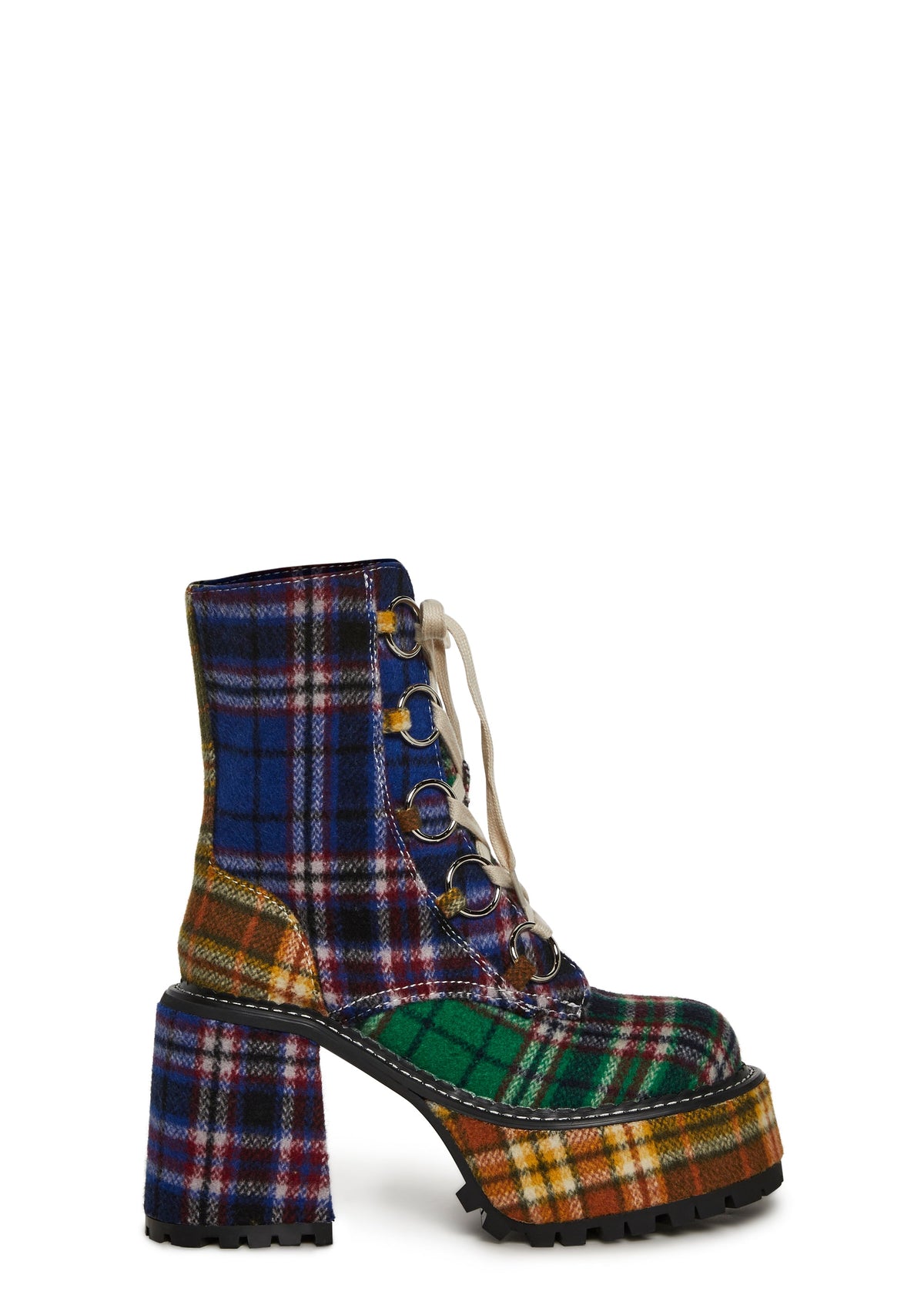 Academy Punk Plaid Platform Boots - Blue