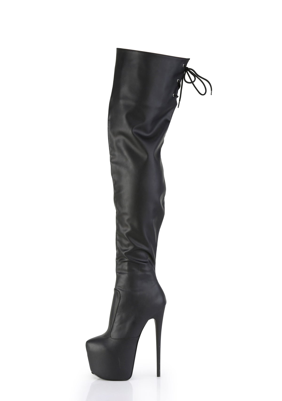 Jubilant-3007 Platform Thigh High Boots-Black PU