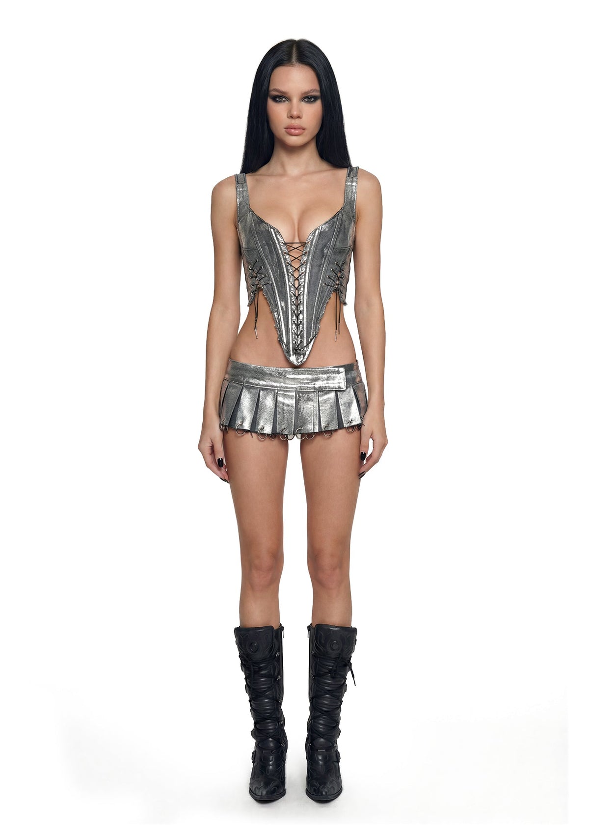 Denim Corset - Silver