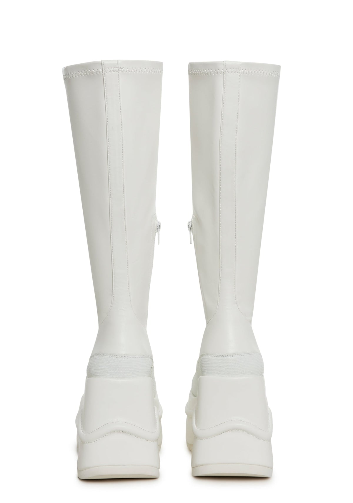 New Fans Wedge Stretch Boots - White