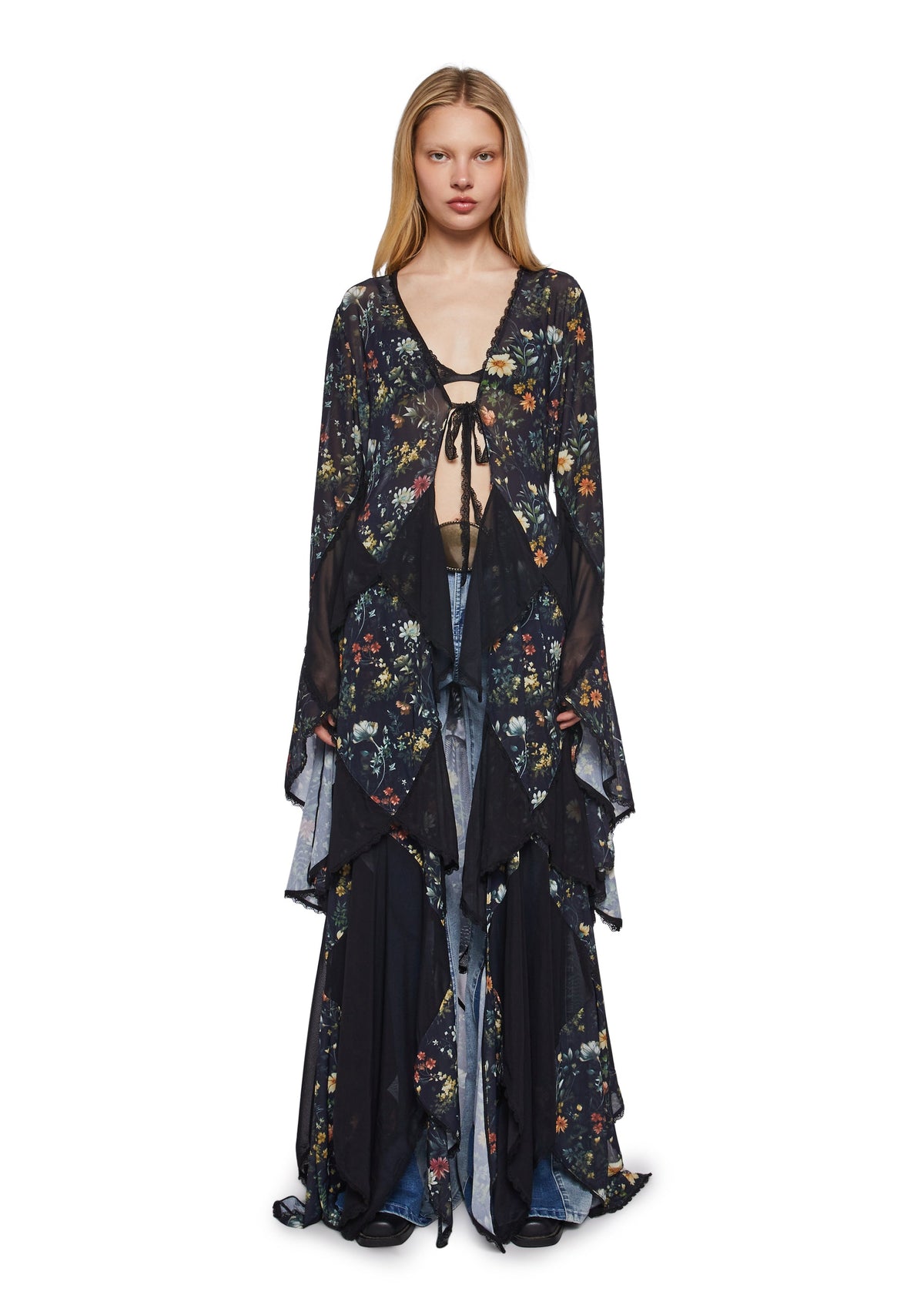 Bohemian Woman Floral Duster