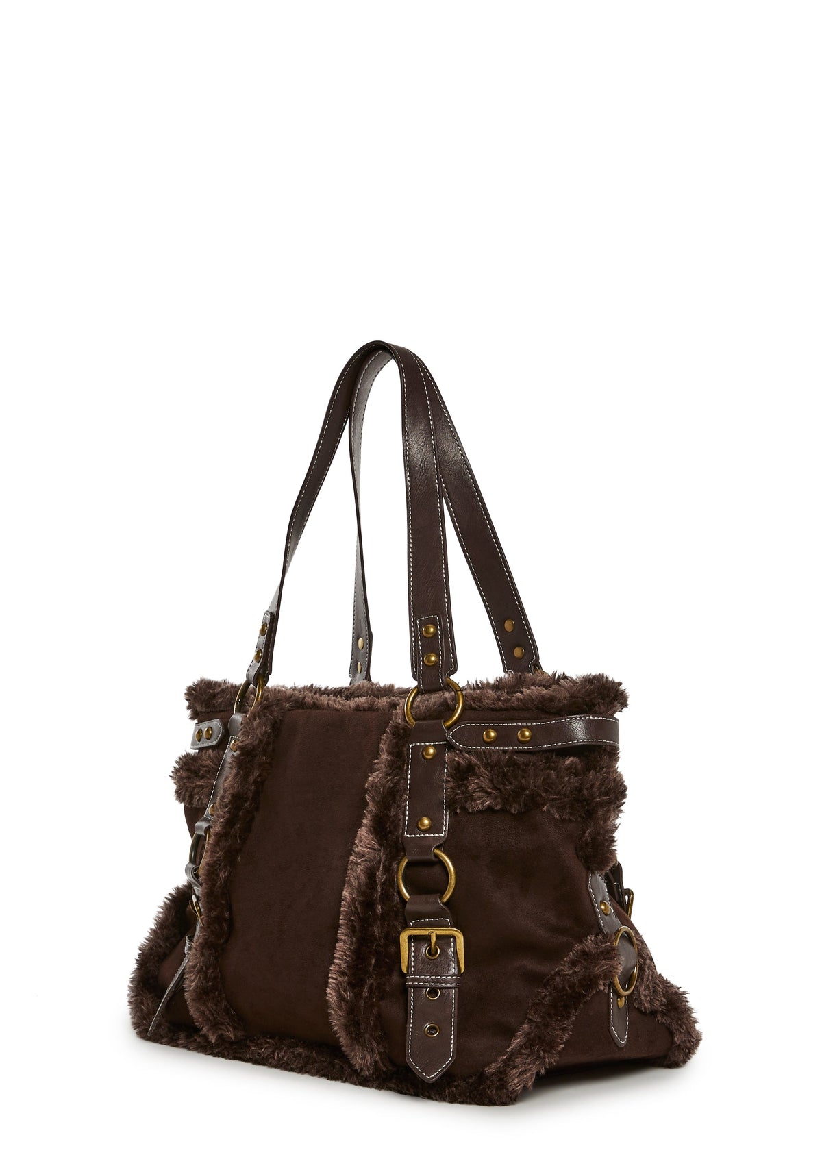 Modern Trends Fur Tote Bag - Brown