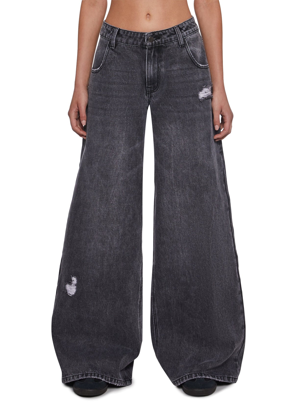 Sinful Attitude Wide Leg Jeans - Dark Grey
