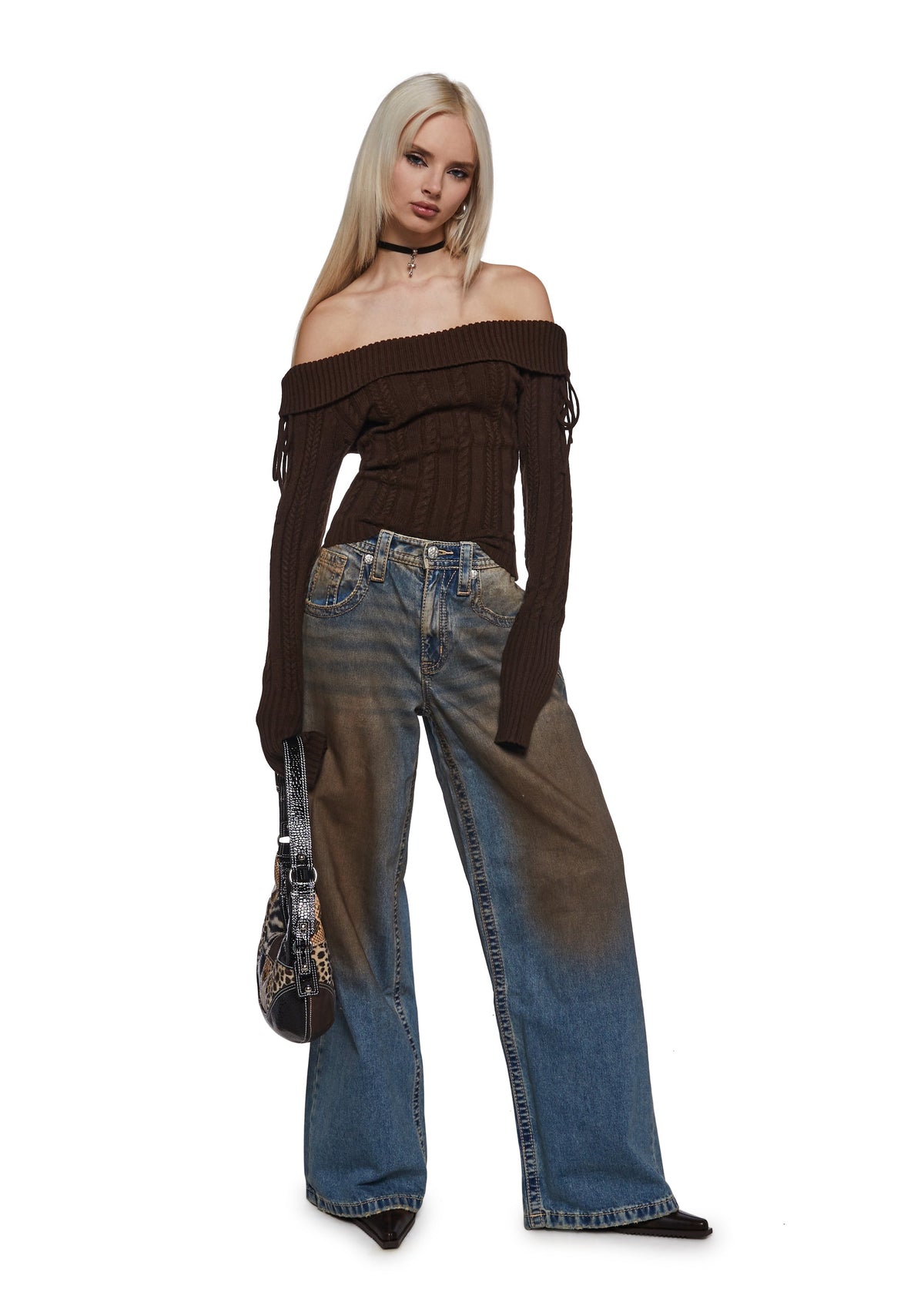 Deep Thoughts Long Sleeve Top - Brown