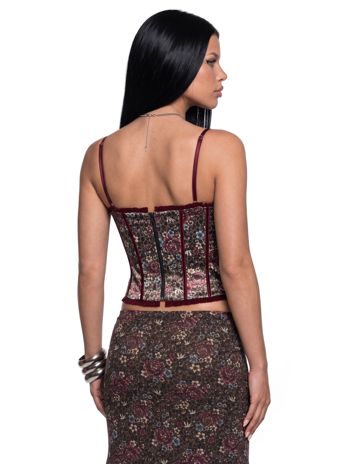 Leopard Garden Peeking Bra Corset Top