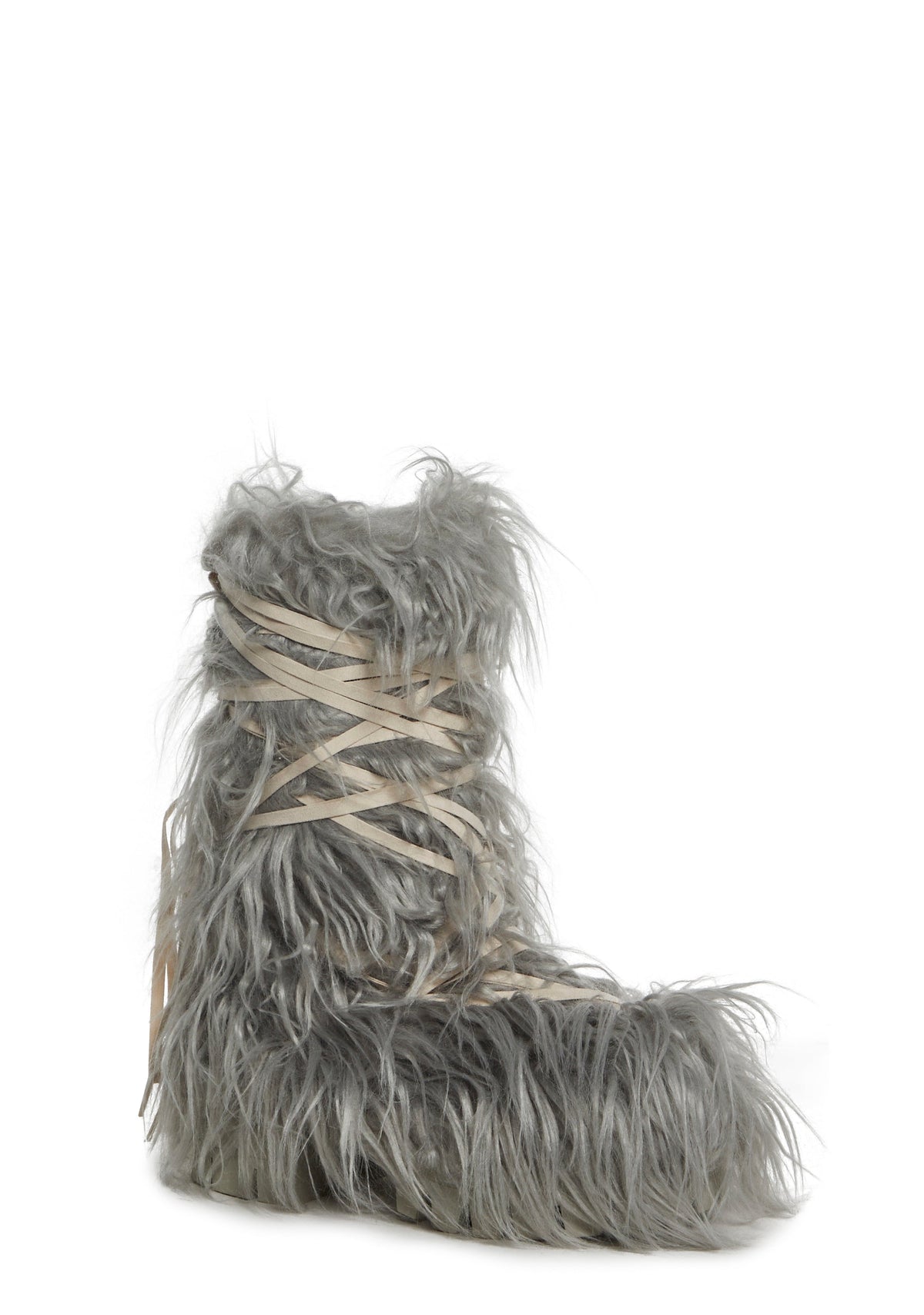 Warp Faux Fur Boots - Gray