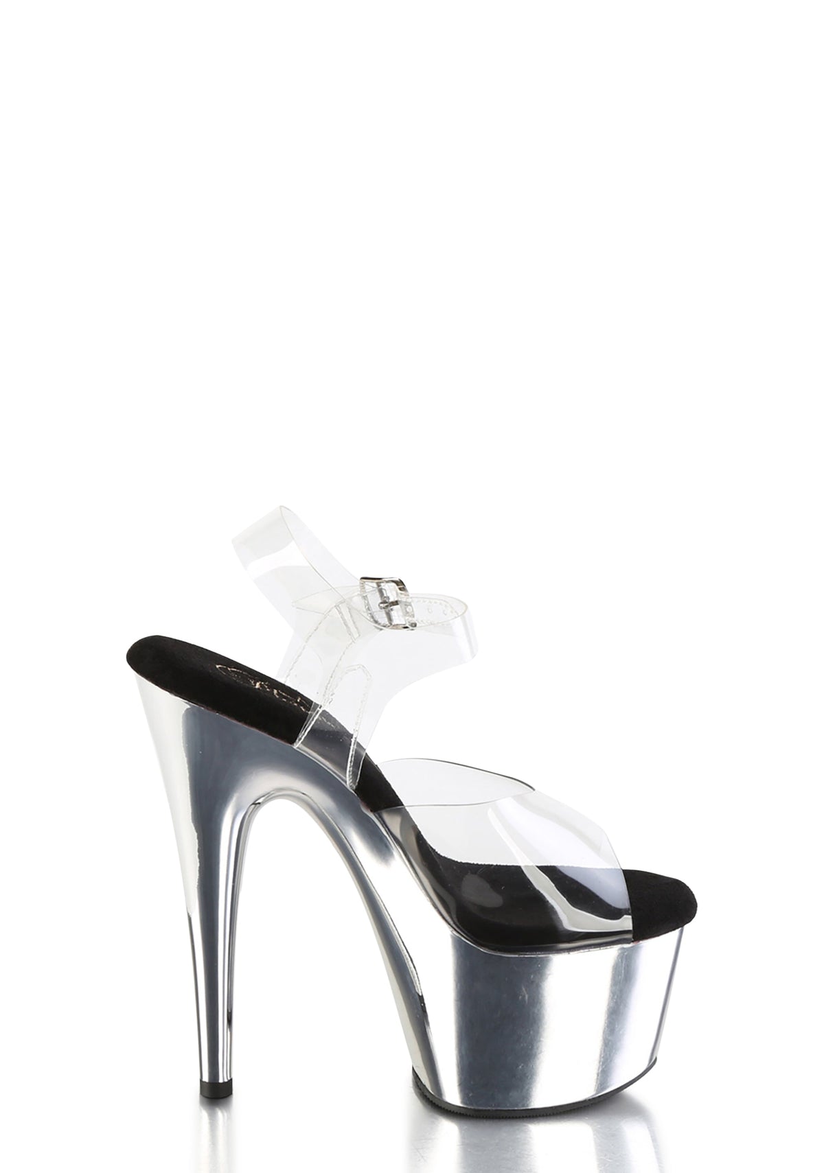 Adore-708 Platform Ankle Strap Sandals-Silver Chrome