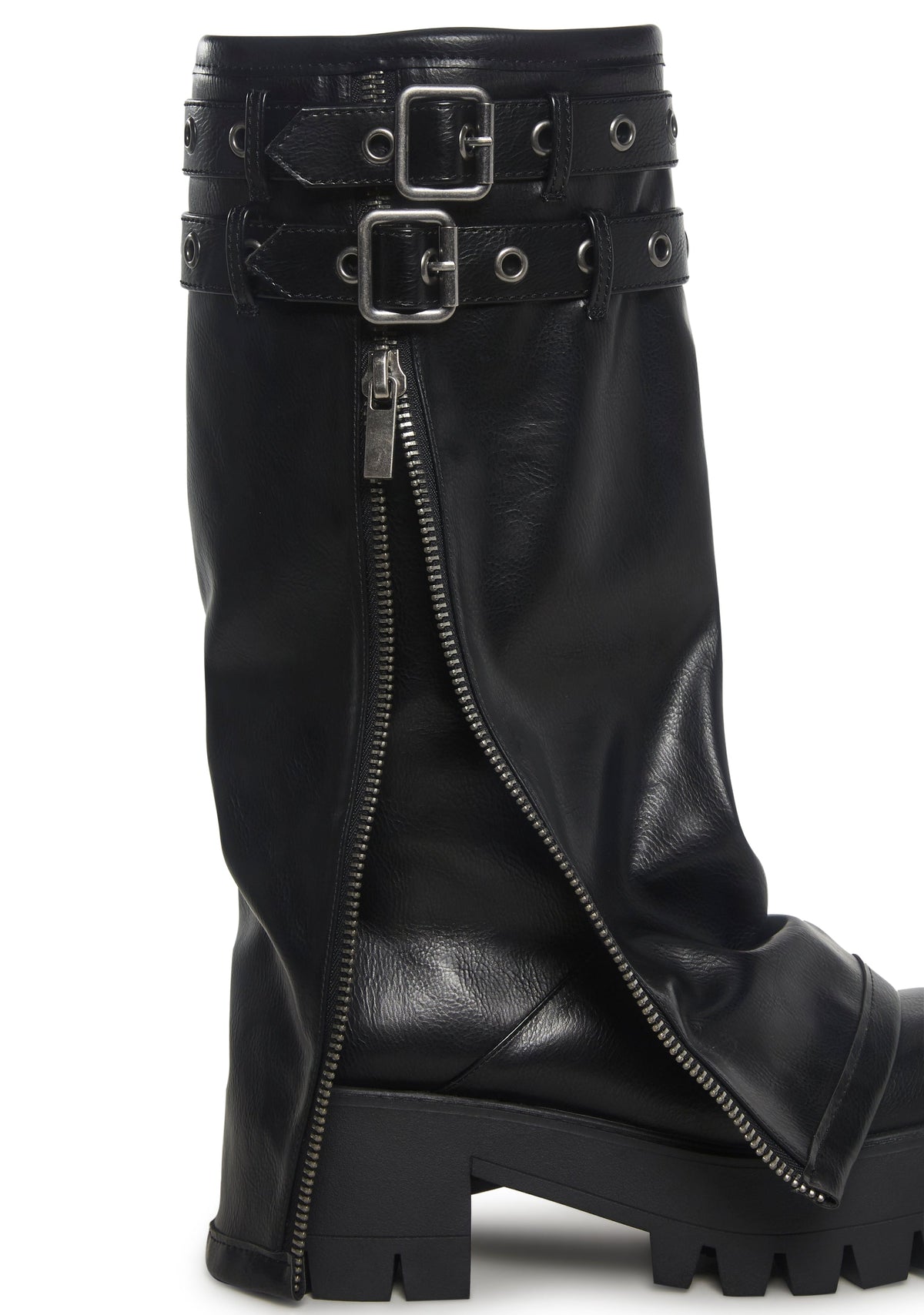 Warp Knee High Pant Boots - Black
