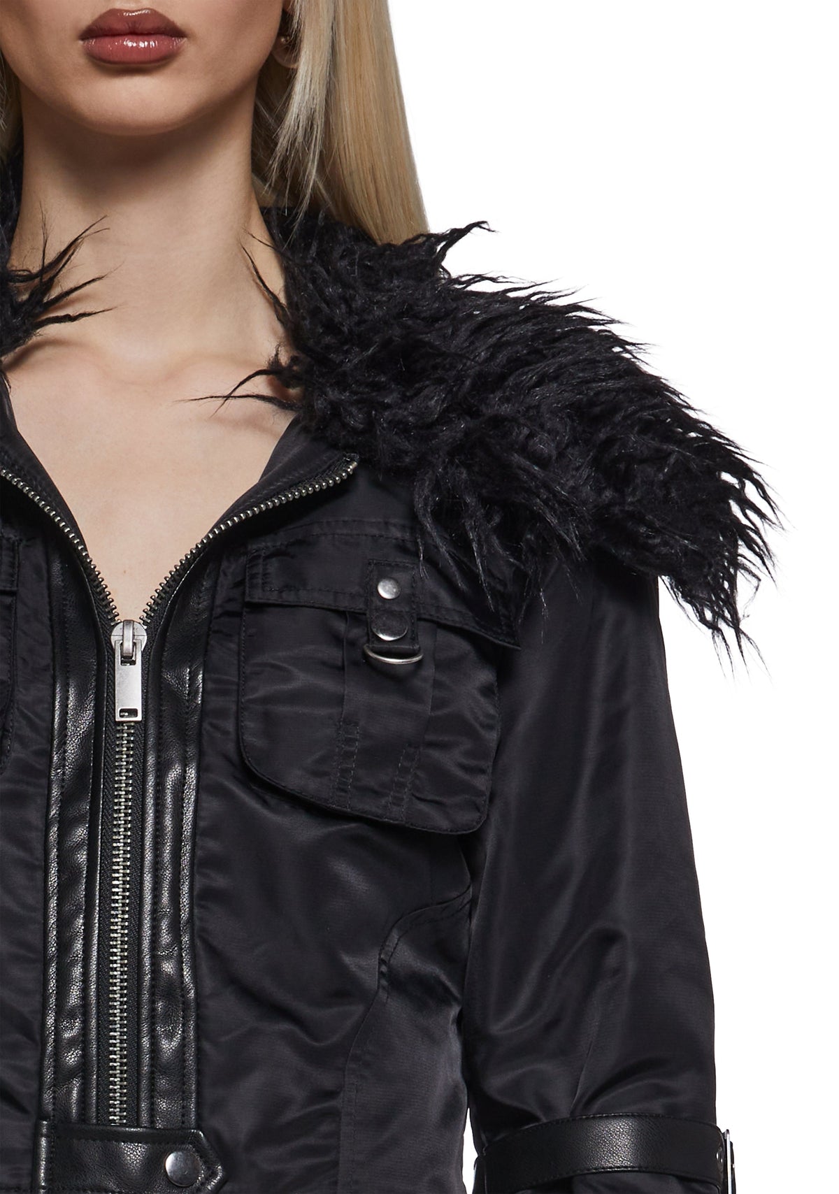 Polished Rebel Cropped Bomber Jacket