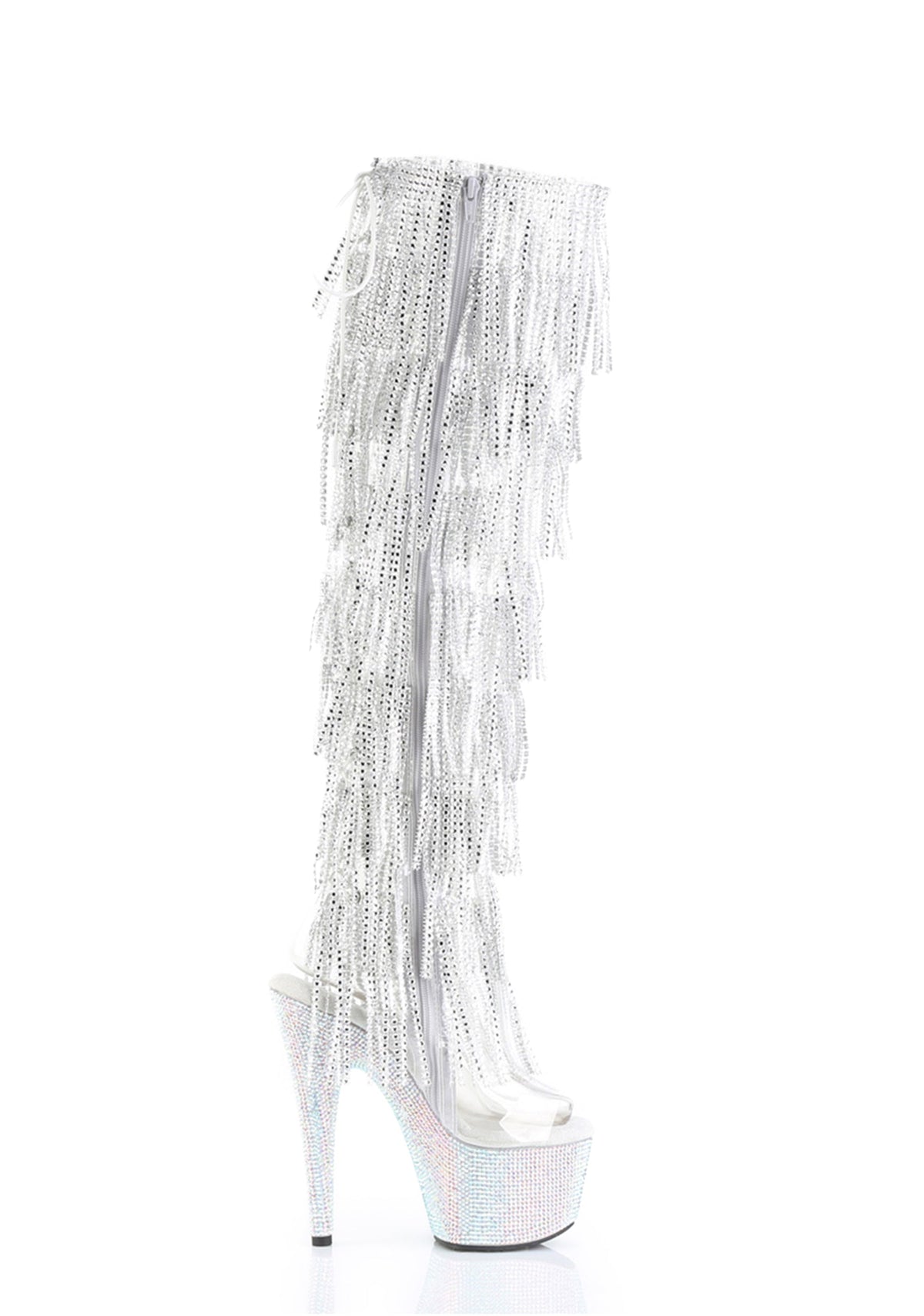 Bejeweled-3019C-RSF-7 Platform Over-The-Knee Boots-Silver