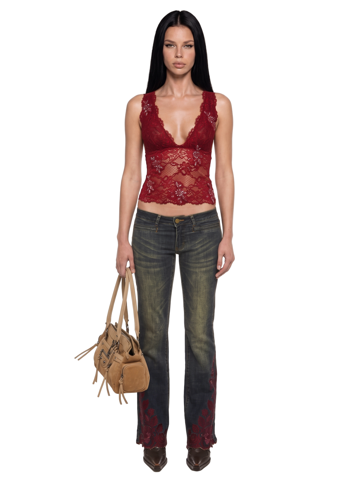 Dahlia Lace Embroidered Bootcut Jeans
