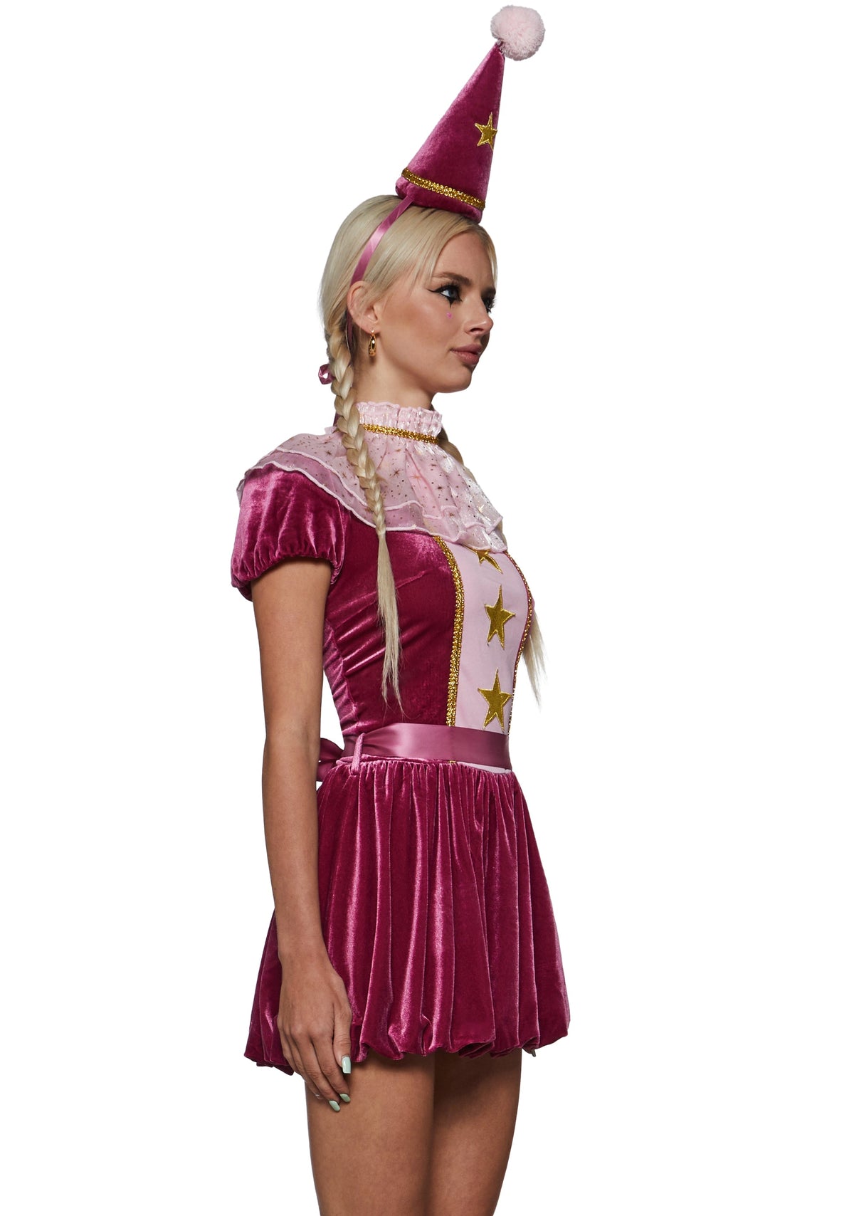 Pink Velvet Star Clown Costume