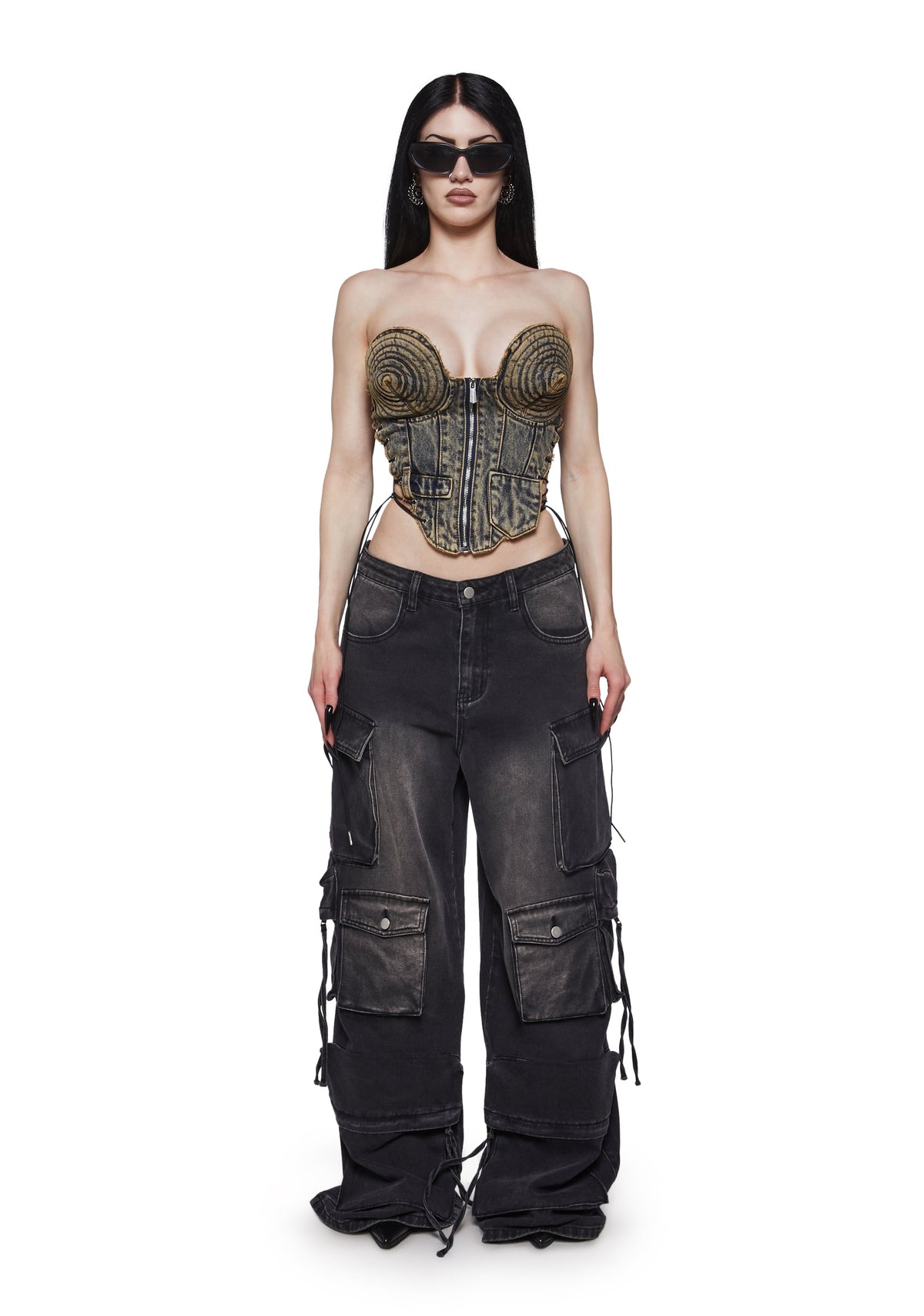 Denim Cone Corset - Blue