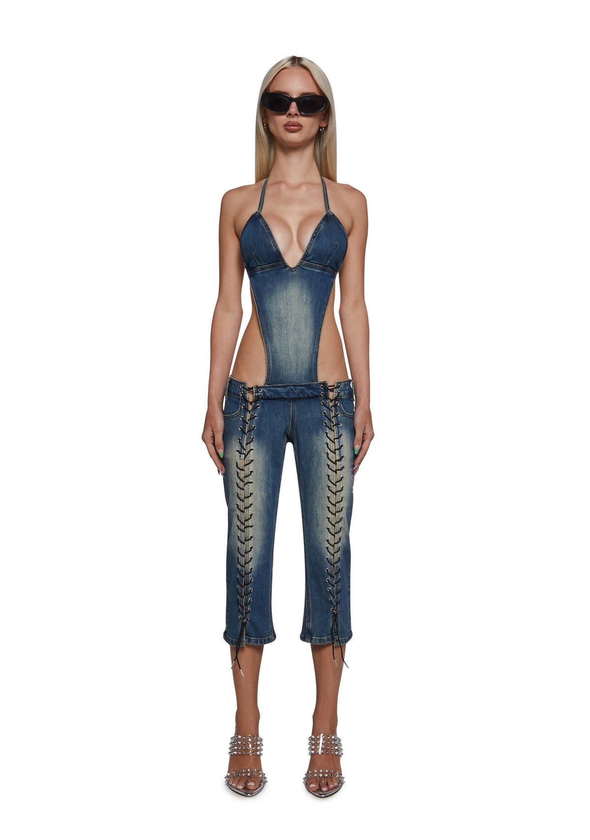 Denim Detachable Capri Jumpsuit