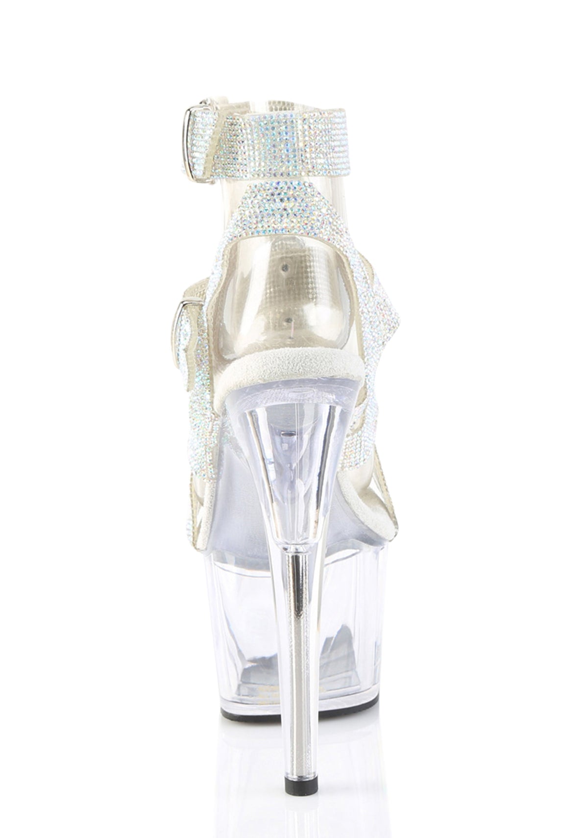Adore-756 Platform Rhinestone T-Strap Sandals-Clear