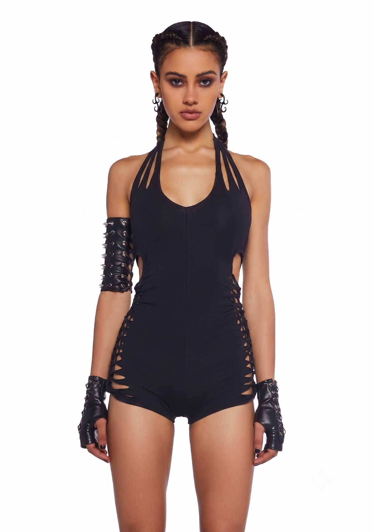 Endless Horizon Shredded Romper - Black